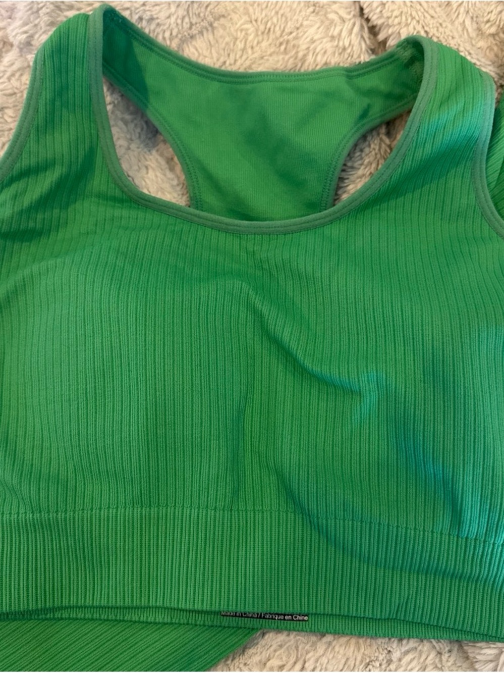 Ribbed Racerback Bralette in Green